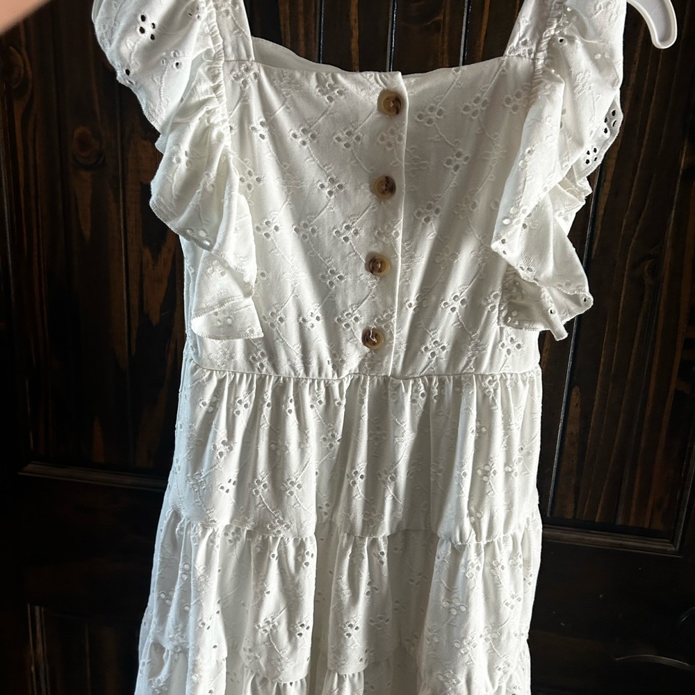 btween White Eyelet Casual Dress for Kids